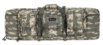 GPS Bags DRC36ACU Double Rifle Case 36″ A-TACS AU 600D Polyester w/ 2 Padded Pistol Sleeves MOLLE Webbing & Lockable Zippers