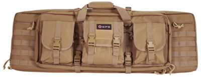 GPS Bags DRC36FDE Double Rifle Case 36″ Flat Dark Earth 600D Polyester w/ 2 Padded Pistol Sleeves MOLLE Webbing & Lockable Zippers