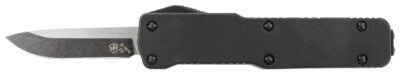 Templar Knife CABR321 Premium LW  Micro 1.85″ OTF Drop Point Plain Black Oxide Stonewashed D2 Steel Blade, 3.50″ Black Aluminum Handle, California Legal