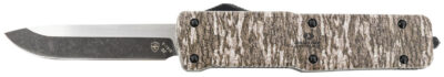 Templar Knife LZMOB321 Premium Weighted  Large 3.55″ OTF Drop Point Plain Black Oxide Stonewashed D2 Steel Blade, 5.25″ Mossy Oak Bottomland Aluminum Zinc Alloy Handle