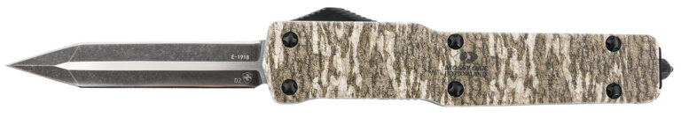 Templar Knife MZMOB121 Premium Weighted Slim 3.16" OTF Dagger Plain Black Oxide Stonewashed D2 Steel Blade, 4.93" Mossy Oak Bottomland Aluminum Zinc Alloy Handle