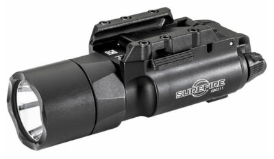 Surefire, X300 Turbo, Weaponlight, White LED, 1000 Lumens, Fits Picatinny and Universal, 66,000 Candela, Lever Latch Attachment, For Pistols, Matte Finish, Black, 2x CR123 Batteries Included