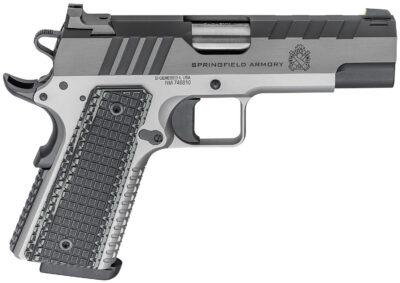 Springfield Armory PX9217L 1911 Emissary 9mm Luger 9+1 4.25″ Bull Barrel,  Stainless Steel Frame w/ Beavertail, Serrated Blued Carbon Steel Slide, Black VZ Thin-Line G10 Grip
