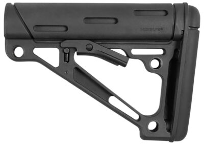 Hogue 15040 OverMolded Collapsible Buttstock made of Synthetic Material with Black Finish & Overmolded Rubber for Mil-Spec AR-15, M16