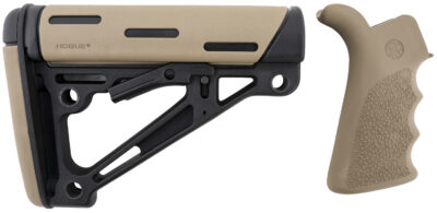 AR-15 FINGER GROOVER GRIP W/COLLIPSIBLE MIL-SPEC BUTTSTOCK AR-15 FG BT GRIP& OVERMOLD BUTTSTOCK COLLAPSIBLE MILSP FDE
