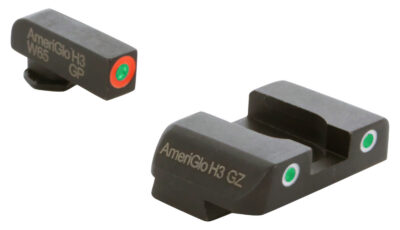 AmeriGlo GL241 Custom Classic Sight Set for Glock  Green Tritium Orange Outline Front Sight-Green Tritium White Outline Rear Sight