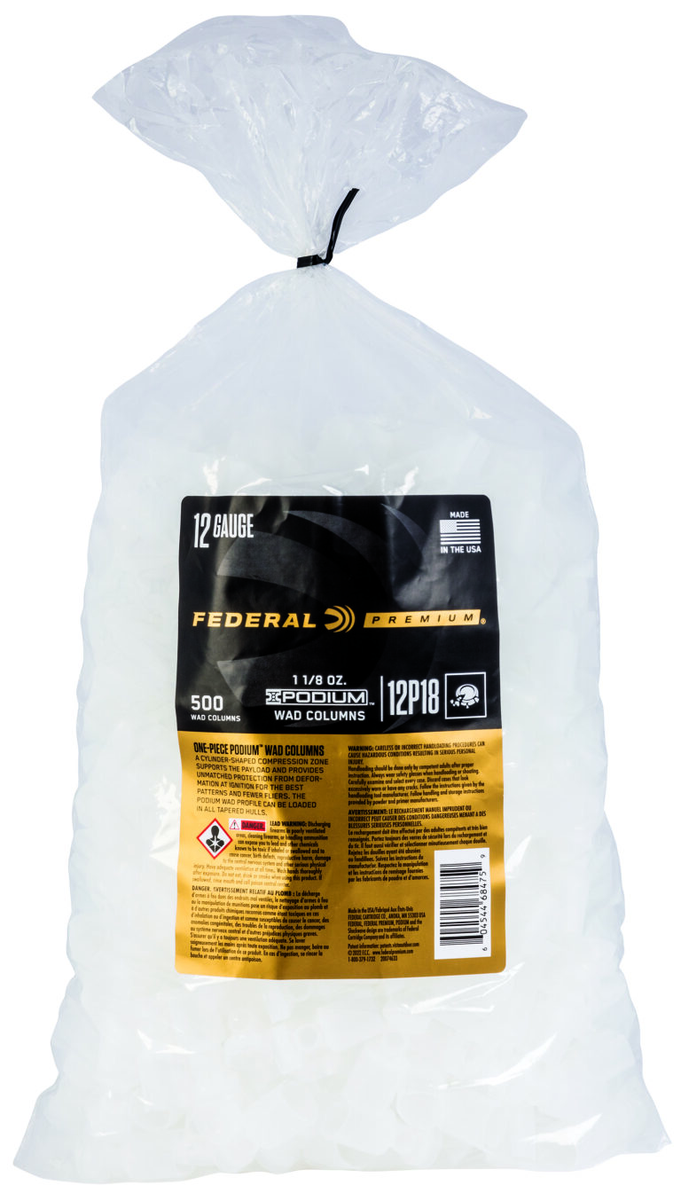 Federal 12P18 Podium Wad Premium 12Gauge 1 1/8oz White Plastic 500/ 10
