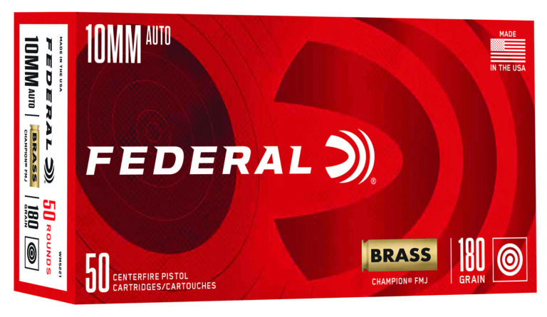 FEDERAL 10MM AUTO 180GR FMJ CHAMPION BRASS 50 RD/BX 20 BX/CS