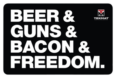 TekMat TEKR17BGBF  Cleaning Mat Black/White Rubber 11″x17″ “Beer & Guns & Bacon & Freedom”