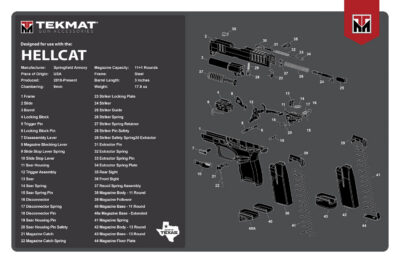 TekMat TEKR17HELLCAT Springfield Armory Hellcat Cleaning Mat Gray/White Rubber 11″x17″ Springfield Hellcat Parts Diagram