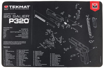 TekMat TEKR17SIGP320 Sig Sauer P320 Cleaning Mat Black/White Rubber 11″x17″ Sig P320 Parts Diagram