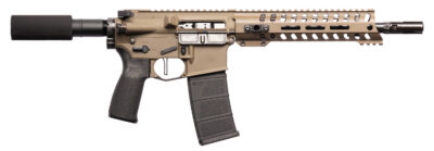 Patriot Ordnance Factory 01803 Minuteman DI 5.56x45mm 30+1 10.50″ Nitride Treated Chrome Moly Barrel, 9″ M-LOK Handguard, Patriot Brown Cerakote Receiver, Black Synthetic Buffer Tube, Black MFT Grips