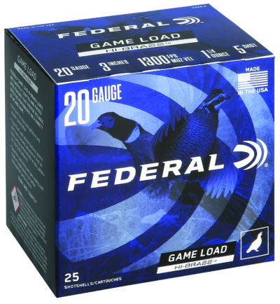Federal H2585 Game-Shok High Brass 20Gauge 3″ 1 1/4oz 5Shot 25 Per Box/10 Case