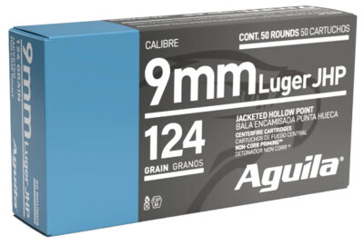 Aguila 1E092125 Personal Defense Handgun 9mm Luger 124 gr Jacketed Hollow Point 50 Per Box/ 10 Cs