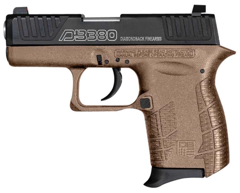 Diamondback DB0100E062 DB380 Gen4 380 ACP 6+1 2.80" Stainless Steel Barrel, Black Oxide Stainless Steel Engraved Serrated Slide, Flat Dark Earth Polymer Frame w/Beavertail, Polymer Grip, Right Hand