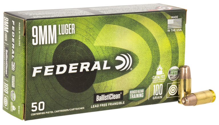 Federal BC9H1 BallistiClean Reduced Hazard Training 9mmLuger 100gr Lead Free Frangible 50 Per Box/20 Case