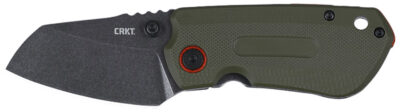 CRKT 6277 Overland  Compact 2.24″ Folding Plain Stonewashed D2 Steel Blade, Green w/Orange Accents G10/SS Handle, Includes Pocket Clip