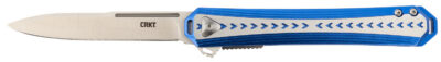 CRKT 6710 Stickler  3.38″ Folding Plain Satin 12C27 Sandvik Blade/ Blue & Silver Aluminum Handle Includes Pocket Clip