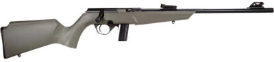 Rossi  RB22  Compact 22 LR 10+1, 16″ Matte Black Button Rifled Free Floating Steel Barrel, Matte Black Stainless Steel Receiver, OD Green Monte Carlo Stock, Right Hand