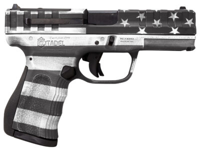 Citadel CITCP9USGCAN Centurion  9mm Luger 14+1, 4″ Black Steel Barrel, American Flag Gray Cerakote Optic Ready/Serrated Slide, Polymer Frame & Grip, Features Matching Ammo Can