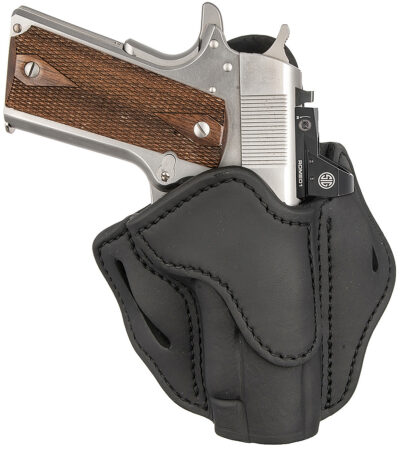 1791 Gunleather ORBH1SSBLR BH1 Optic Ready OWB Stealth Black Leather Belt Slide Fits 4-5″ 1911 Right Hand