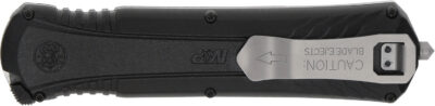 Smith & Wesson Knives 1181878 M&P  3.50″ OTF Dagger Plain Satin AUS-8A SS Blade 5.16″ Black