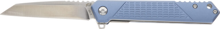 Schrade 1159320 Inert  EDC 3.25" Folding Wharncliffe Part Serrated Satin AUS-10A SS Blade, 4.25" Blue Aluminum Handle