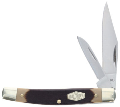 Old Timer 1179231 Middleman Jack 2.50″ 1.70″ Folding Clip/Sheepsfoot Plain Stainless Steel Blade Black/Tan Sawcut Bone Handle