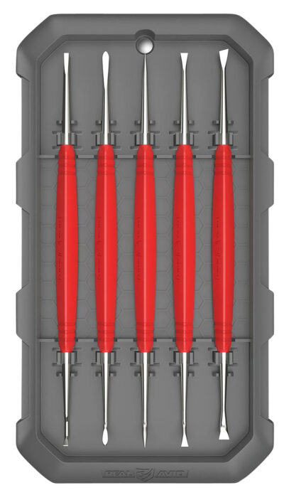 Real Avid AVAGSPS Accu-Grip Steel Picks Double Sided, Red Rubber Grips (5 Pieces)