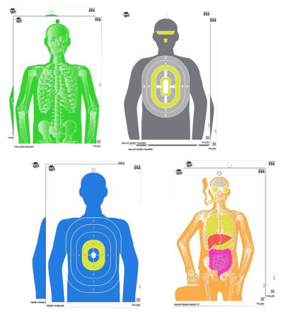 EZ-Aim 15645 Imposing Figure  Silhouette Paper Works w/Handgun/Shotgun/Airsoft Gun/BB Guns/Pellet Gun 12 x 18 Multi-Color 8 Pack