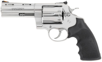 Colt Mfg ANACONDASP4RTS Anaconda  44 Mag 6 Shot 4.25″ Stainless Barrel, Cylinder & Frame, Black Hogue Rubber w/Finger Grooves Grip