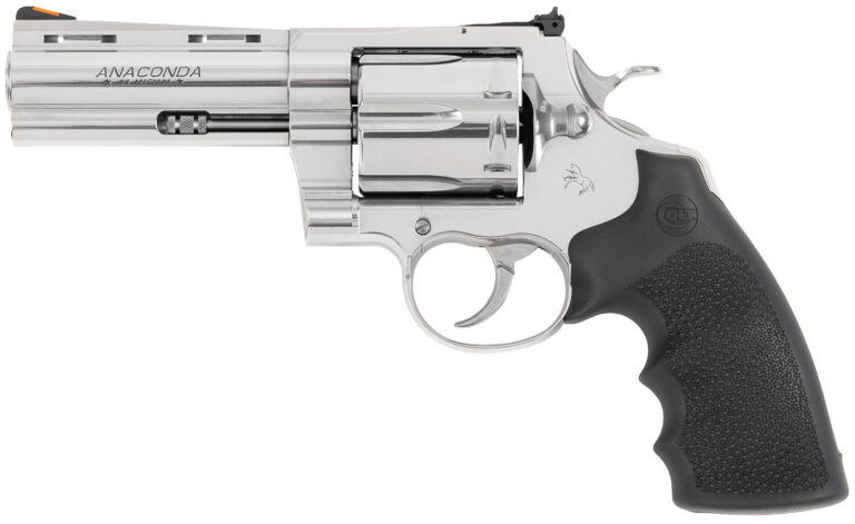 Colt Mfg ANACONDASP4RTS Anaconda  44 Mag 6 Shot 4.25" Stainless Barrel, Cylinder & Frame, Black Hogue Rubber w/Finger Grooves Grip