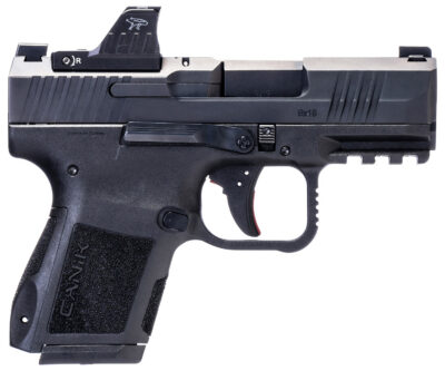 Canik HG7620VN Mete MC9 9mm Luger 15+1, 3.18″ Black Steel Barrel, Black Tenifer Cerakote Optic Ready/Serrated Steel Slide, Black Polymer Frame w/Picatinny Rail, MeCanik M01 Red Dot