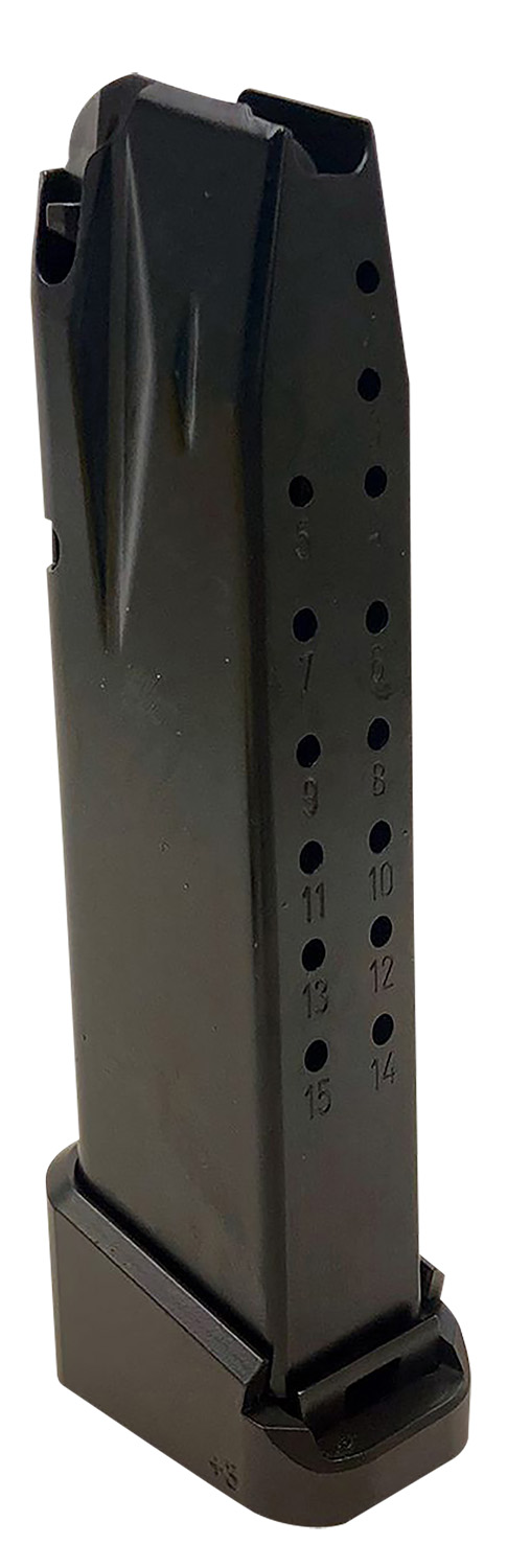 COMPACT 9MM LUGER HANDGUN MAGAZINE TP9 ELITE/METE SF COMPACT 15 ROUND W/+3 ALUMINUM EXT BLACK
