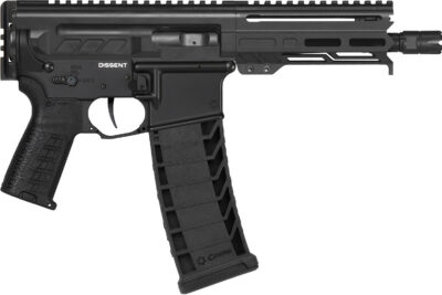CMMG 94A6867AB Dissent MK4 9mm Luger 33+1 6.50″, Black, Picatinny Brace Adapter, 5.50″ M-LOK Handguard, Left Side Charging Handle, Zeroed Linear Comp, Zeroed Drop-In Single Stage Trigger