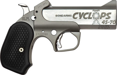 Bond Arms BACY Cyclops  45-70 Gov 1rd Shot 4.25″ Stainless Stainless Steel Barrel Matte Stainless Black Extended B6 Resin Grips