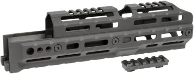 Midwest Industries MIAKALPHA100 Alpha  Drop-in Aluminum Black Hardcoat Anodized 5 Slot Picatinny Rail AK-Platform 10″ Long Compatible w/M-LOK