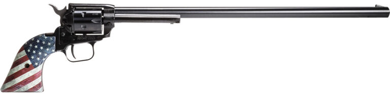 Heritage Mfg RR22B16USFLAG Rough Rider 22 LR 6 Shot, 16" Black Oxide Steel Barrel, Black Oxide Zinc Alloy Frame, Black Oxide Cylinder, US Flag Grip, Manual Safety, Exposed Hammer