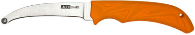 AccuSharp 734C AccuZip  4″ Fixed Plain Stainless Steel/ Blade Blaze Orange Ergonomic Anti-Slip Rubber Handle