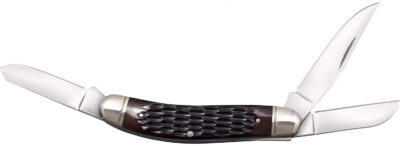 Cold Steel CSFLGSTKMJ Gentleman’s Stockman 2″/2.10″/2.50″ Folding Clip/Sheepsfoot/Spey Plain 8Cr13MoV SS Blade/Brown Jigged w/Polished Bolsters Bone Handle