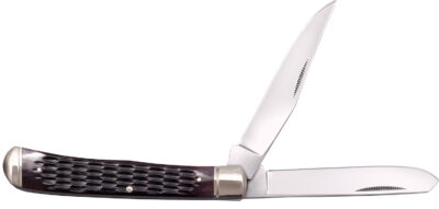 Cold Steel CSFLTRPRJ Trapper  3″ Folding Clip/Spey Plain 8Cr13MoV SS Blade/Brown Jigged w/Polished Bolsters Bone Handle