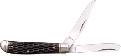 Cold Steel CSFLMTRPRJ Trapper  Mini 2.60″/2.70″ Folding Clip/Spey Plain 3Cr13MoV SS Blade/Brown Jigged w/Polished Bolsters Bone Handle