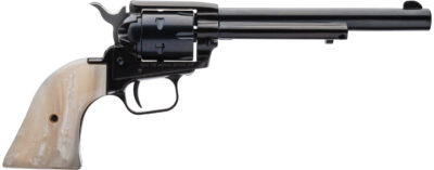 Heritage Mfg RR22MB6PRL Rough Rider 22 LR 22 WMR 6 Shot 6.50″ Black Barrel, Cylinder & Frame, Altamont White Pearl Grips