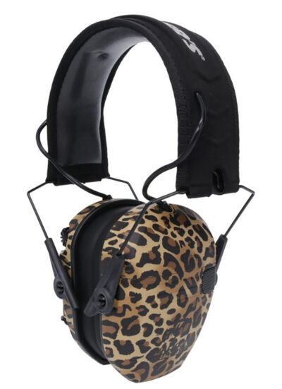 Walker’s GWPRSEM-LEO Razor Slim Electronic Muff 23 dB Over the Head Leopard Print/Black Polymer