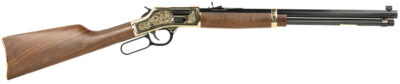 Henry H006GCD Deluxe Side Gate  Full Size 45 Colt (Long Colt) 10+1 20″ Blued Octagon Barrel, Polished Brass Engraved Receiver, Drilled & Tapped, Fixed American Walnut Stock Ambidextrous