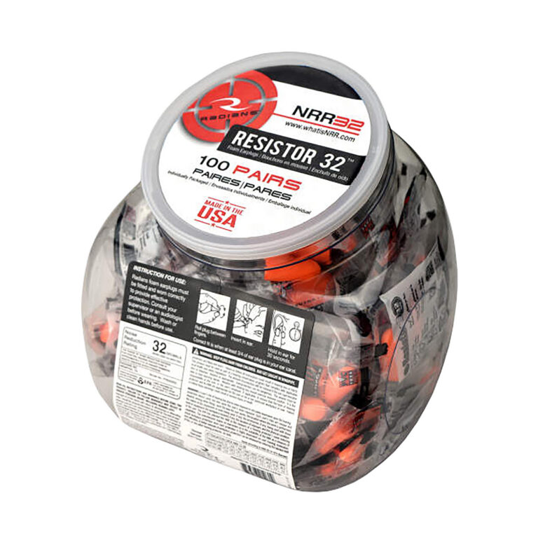 100 pairs uncorded foam earplugs in poly bags in jar