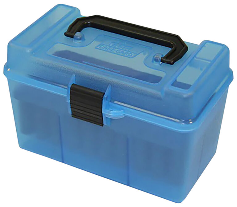 Handle Carry Rifle Ammo Boxes Handle Carry Rifle Ammo Box 22 SAV-10.75X68 Mauser 50-Round Blue
