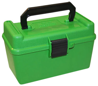 HANDLE CARRY RIFLE AMMO BOXES HANDLE CARRY RIFLE AMMO BOX 22 SAV-10.75X68 MAUSER 50RD GRN
