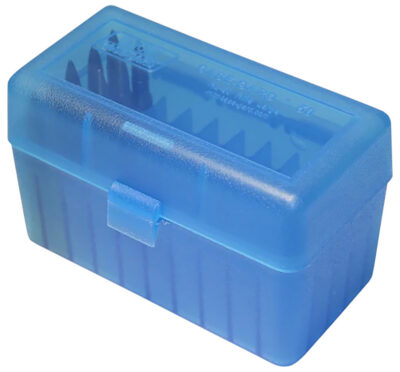 MTM Case-Gard RSS5024 Ammo Box Flip-Top 6mm PPC/7mm Clear Blue Polypropylene 50rd