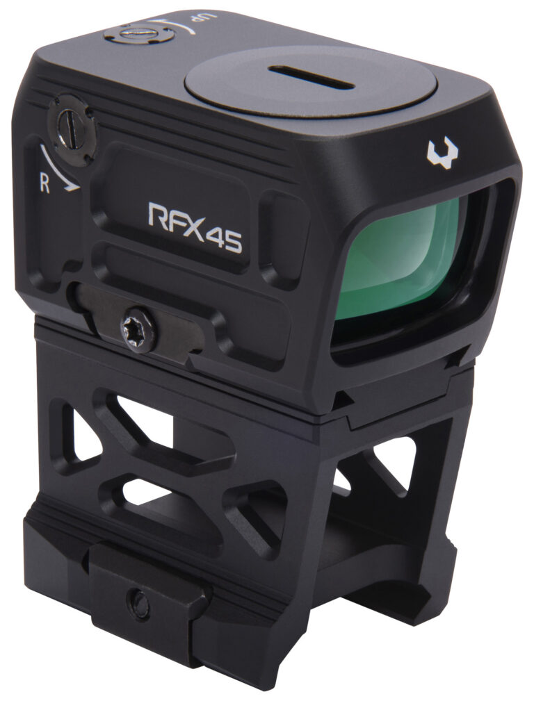 RFX45 CLOSED EMITTER GN DOT REFLEX SIGHT W/ADAPTERS & MOUNTS RFX45 CLOSED GREEN DOT SIGHT W/HIGH MOUNT FOR 1/3 CO-WITNESS